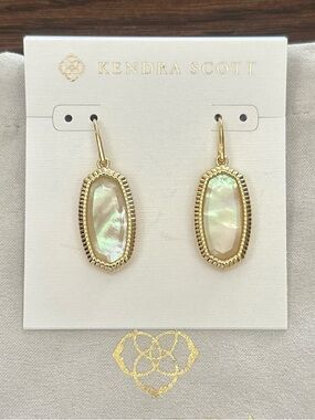 Dani Ridge Frame Gold Drop Earrings - Golden Abalone